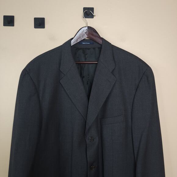 Chaps Wool Blend Three Button Blazer in Navy Size 48R - Picture 2 of 9
